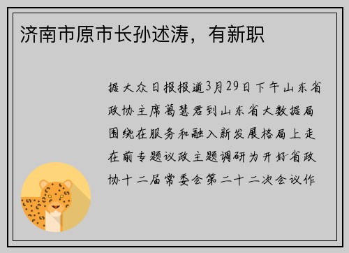 济南市原市长孙述涛，有新职